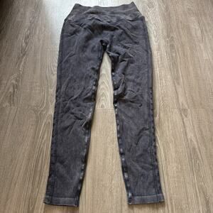 Spiritual Gangster Black Wash Third Eye Hi Rise Laser Cut Leggings Medium/Large